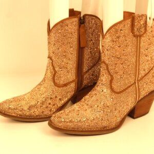 Dingo Rose Gold Rhinestone Leather Boot